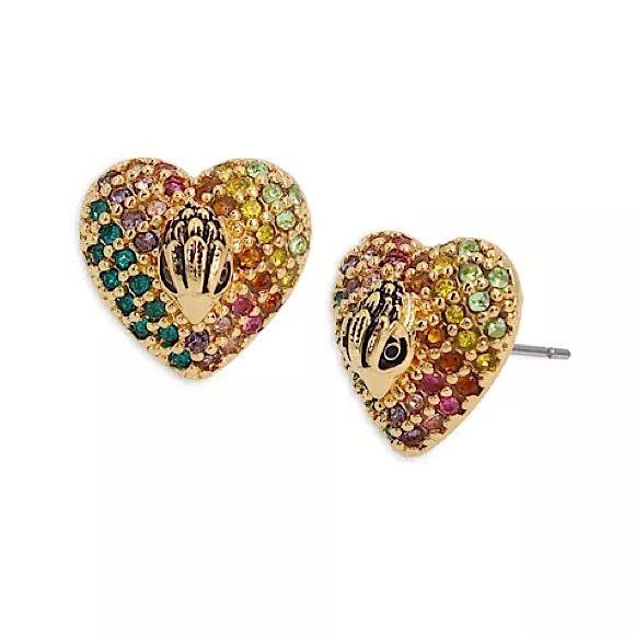 Kurt Geiger Jewelry - Kurt Geiger London Rainbow Crystal Heart Stud Earrings New